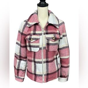 Avec Les Filles oversized plaid zip front jacket size xs nwot